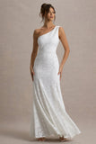 Gigou White Lace Asymmetric Maxi Dress