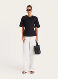 Black Shoulder Pad Cinched Waist T Shirt