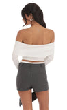 Faux Layered Pinstriped Skort in Grey