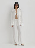 White Linen Loose Fit Trousers