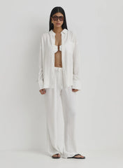 White Linen Loose Fit Trousers