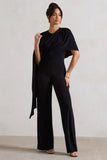 Reserve Black Wide Leg Jumpsuit With Asymmetric Cape