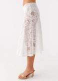 Virelle Lace Midi Skirt Ivory