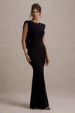 To The Moon Black Cowl Back Maxi Dress