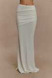 Irene Gathered Knit Maxi Skirt Ivory