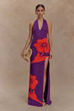 Stacy Knit Halter Maxi Dress Purple Red