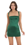 Satin Bodycon Dress in Teal