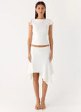Maxina Asymmetrical Midi Skirt White