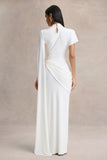 Tropic White High Neck Maxi With Long Cape Sleeve