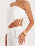 White Cotton Bandeau Crop Scarf Top