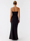 Metal Heart Strapless Maxi Dress Black