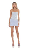 Sequin Draped Waist Dress in Pastel Blue