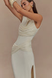 Henley Slinky Drape Maxi Dress Ivory