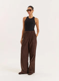 Chocolate Belted Turn Up Cord Wide Leg Trousers Hughes