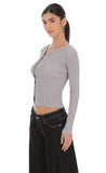 Off Center Cardigan in Grey