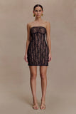 Jeannette Panelled Lace Mini Dress Black