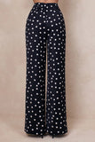 Seloria Black White Satin Polka Dot Wide Leg Trouser