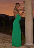 Tropic Muse Beaded Cowl Maxi Dress Green