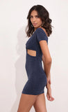 Off Shoulder Halter Dress in Navy