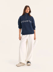 Navy Branded Quarter Zip Sweatshirt