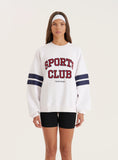 White Sports Club Slogan Oversized Sweatshirt