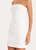 Cream Bandeau Tailored Mini Dress