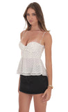 Polka Dot Peplum Top in Ivory