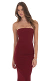 Back Bow Strapless Maxi Dress in Burgundy