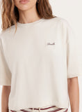 Cream Fourth Printed Cropped T Shirt