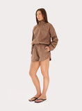 Brown Polka Dot Funnel Neck Track Jacket