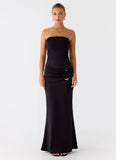 Metal Heart Strapless Maxi Dress Black