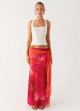 Raya Maxi Skirt Peach Watermelon Flower