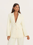 Yellow Cinched Waist Flared Sleeve Blazer