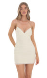 Layered Ruffle V Neck Dress in Cream