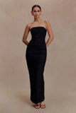 Jianna Strapless Mesh Maxi Dress Black