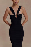Jaylen Bandage Knit Maxi Dress Black