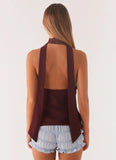 Catarina Halter Top Maroon Print