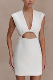 Victoria Cut Out Suiting Mini Dress Ivory