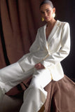 Ada Tailored Satin Blazer Ivory