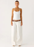 Johnny Low Rise Wide Leg Denim Jeans White