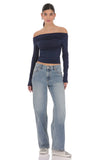Ruched Off Shoulder Top in Navy