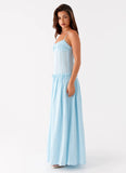 Jacinda Drop Waist Maxi Dress Blue