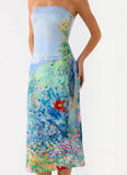 Niko Strapless Midi Dress Spring Garden