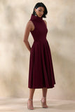 Exclusivity Burgundy High Neck Midi Dress