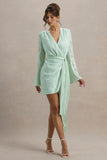 Doreen Mint Long Sleeve Wrap Mini Dress