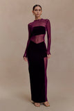 Davina Velvet And Mesh Maxi Dress Purple
