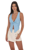 V Neck Twist Top in Sky Blue