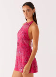 Leo Beaded Mini Dress Fuchsia