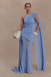 Asher Slinky One Shoulder Maxi Dress Cornflower Blue