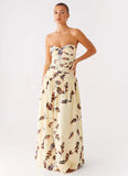 Rhea Ruched Maxi Dress Buttercream Bliss